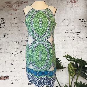 London Times Green and Blue Mini Dress